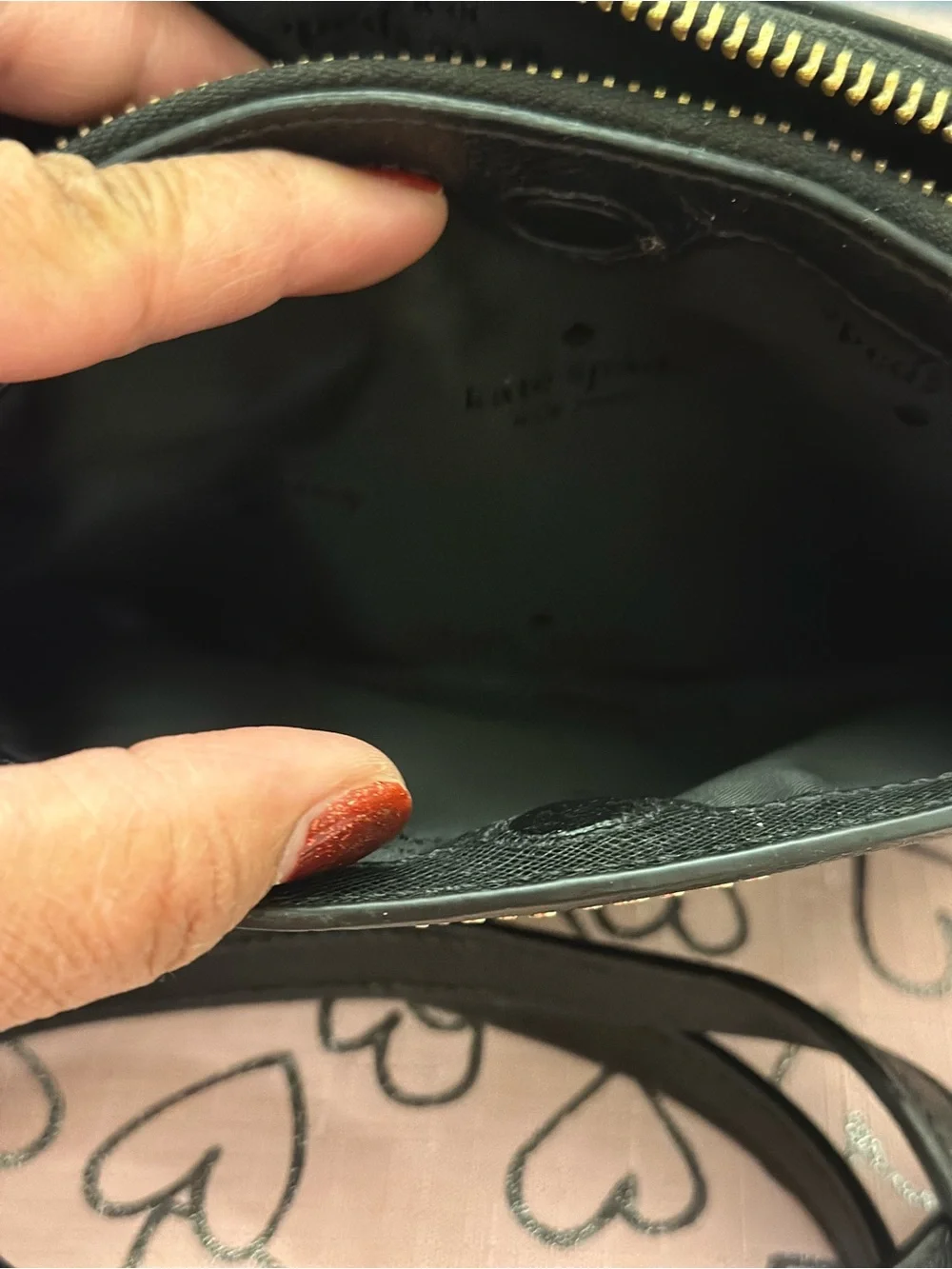 kate spade Black Leather Dome Crossbody with Gold Logo